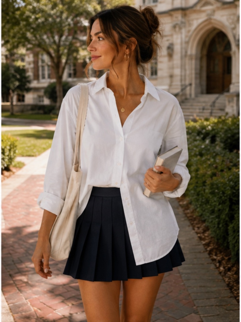 H&M White Lightweight Button-Front Shirt (Women’s Oxford style)